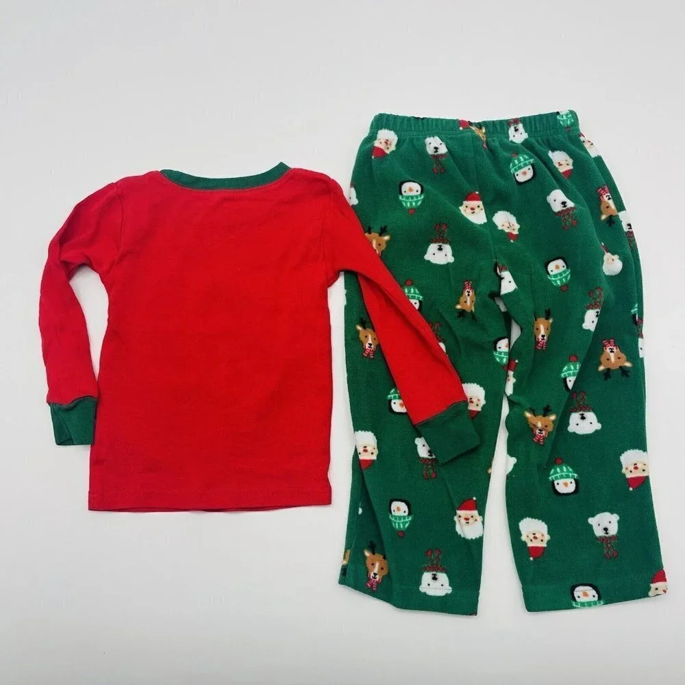 Carters Toddler Boys Size 2T Christmas Holiday Squad‎ 2 Piece Pajama Set 2186